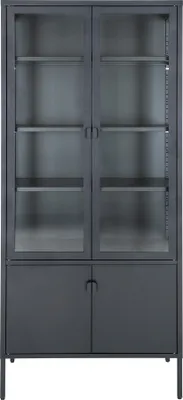 Produktbild von Standvitrine >Brisbane< in Schwarz, Metall - 80x180x35cm (BxHxT)