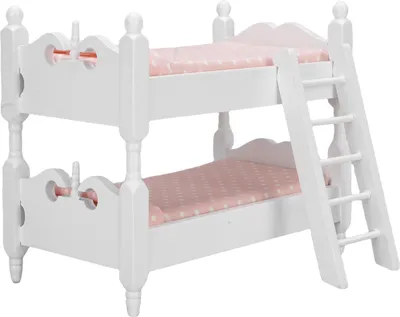 Obrázok produktu pre Poschodová posteľ Model pre 1:12 Scale Dollhouse Miniature Dvojvrstvová posteľ s rebríkom Spálňový nábytok Cartoon Ornament Dot