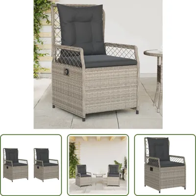 Produktbild von The Living Store Gartensessel 2 Stk. Verstellbar Hellgrau Poly Rattan
