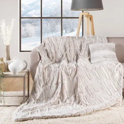 Zdjęcie produktu dla Koc pledowy imitujący futro, 125x150 cm, idealny jako narzuta, koc z efektem futra, imitacja futra, koc z materiału przypominającego futro
