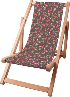 Image de Dreamroots Chaise longue enfant pliante en bois, jusqu'à 130 kg, Chaise longue pliante avec dossier inclinable à 3 positions, Fox