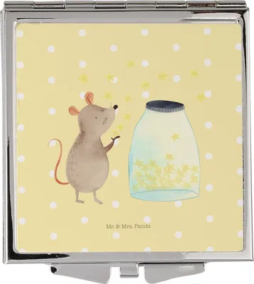 Produktbild von Mr. & Mrs. Panda Schminkspiegel Maus Sterne - Gelb Pastell - Geschenk, Taufgeschenk, Kindergeburtstag, Handspiegel, Kleiner Spiegel, Lustige Sprüche, Klappspiegel, Geburt