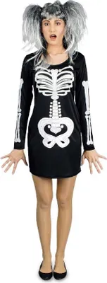 Produktbild von K31250284-36-38 schwarz-weiß Damen Skelettkleid Zombiekleid Gr.36-38