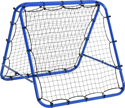 Produktbild von Fußball Rebounder Kickback Tor Rückprallwand Netz Beidseitiger Rückprall Verstellbar In 5 Stufen Stahl Blau 100 X 95 X 90 Cm