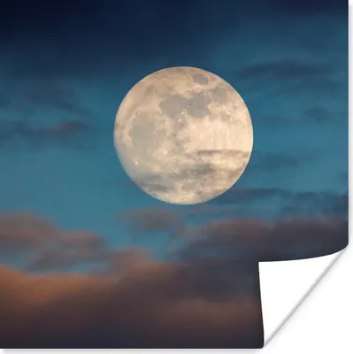Produktbild von MuchoWow® Poster Mond - Wolken - Nacht 30x30 cm - Wandposter - Printing