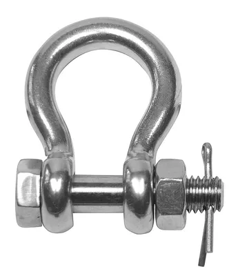 Produktbild von Rundschäkel mit Sicherungsbolzen, geschmiedet, geschweifte Form, Edelstahl A4 AISI 316, 9,5mm
