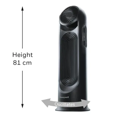 Produktbild von Honeywell HYF500E4, Haushaltsturmventilator, Schwarz, Flur, Kunststoff, 50 dB, 30 cm