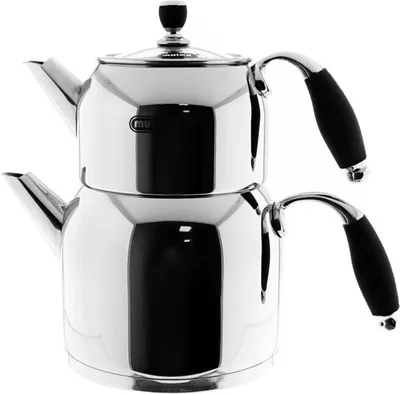 Produktbild von Teekannen-Set aus Edelstahl 18/10 mit Silikongriffen – Praktisch, elegant und langlebig 0,7L+1,5L