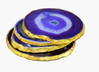 Productafbeelding van ESplanade Natuurlijke Agaat Onderzetters Bar Bier Koffie Thee Onderzetters Set van 4 - Perfecte Tafelaccessoires Servies - Blauw
