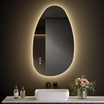 Produktbild von S'AFIELINA Badspiegel mit Beleuchtung 85×50 cm LED Touch Schalter Wandspiegel 3 Lichtfarben und Dimmbar, Anti-Beschlag- und Memory-Funktion