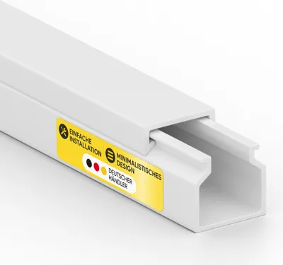 Produktbild von Kabelkanal aus hochwertigem PVC weiß Kabelleiste 2m - 5 Stück - 12x12mm