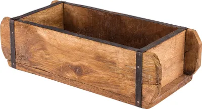 Produktbild von BigDean Ziegelform 32×14×9 cm – Ein‑Kammer Vintage Holzkiste mit Metallbeschlägen – Allzweckkiste aus Altholz – jedes Stück ein Unikat