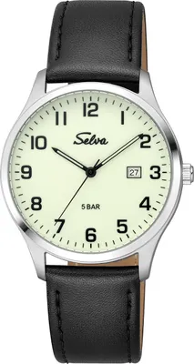 Produktbild von SELVA Herren-Armbanduhr, Quarz, Edelstahl, Leder, Dornschließe, 5 bar