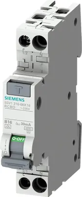 Obrázok produktu pre Siemens 5SV13166LK10 FI-Schutzschalter/Leitungsschutzschalter, 6 A, IP20