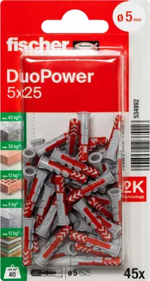 Produktbild von fischer Allzweckdübel DuoPower 5 x 25 K, 45 Stück