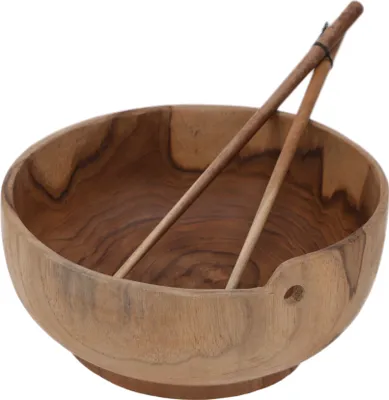 Produktbild von Exotische Holzschale, Reisschale mit Essstäbchen, Braun, 7*17*17 cm, Schalen