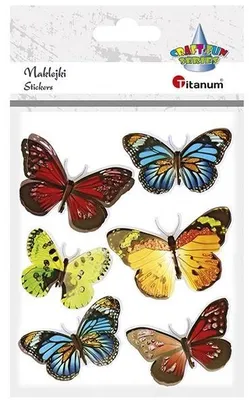Obrázok produktu pre Dekoračné nálepky motýle 3D 6 kusov Titanum