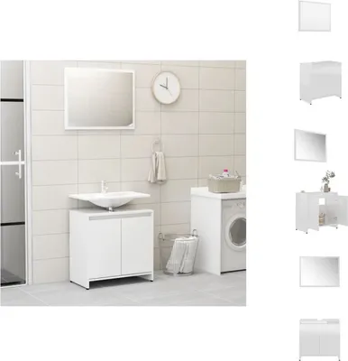Produktbild von vidaXL Badmöbel-Set Hochglanz-Weiß Holzwerkstoff -  Badezimmermöbel-Sets