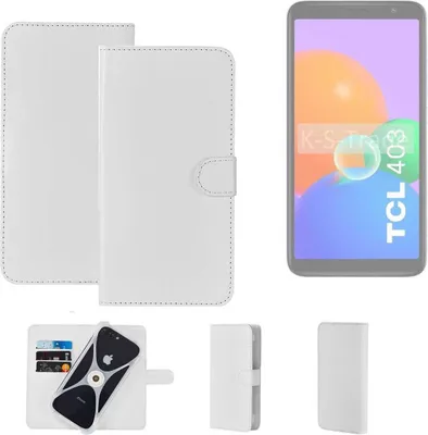 Produktbild von K-S-Trade Handy Hülle Schutz Hülle kompatibel mit TCL 403 Cover Case Bookstyle Bumper weiß 1x