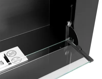 Productafbeelding van Wandgemonteerde bioethanolkachel met glas, 65x40x12 cm. Vlamregeling. Matzwart