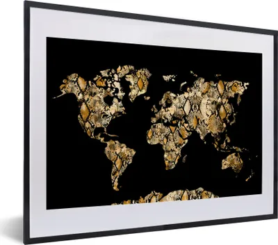 Produktbild von MuchoWow® Gerahmtes Poster Karte - Luxus - Schlange 40x30 cm - Poster mit Schwarzem Bilderrahmen Wandposter Rahmen Foto Bilder - Bilderrahmen - Poster im Rahmen