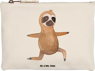 Produktbild von Mr. & Mrs. Panda Etui Faultier Yoga Größe M - Weiß - Geschenk, Beauty Bag, case, Atmung, Make-Up Tasche, Schulmäppchen, kosmetiktäschchen, Krieger, Kulturbeutel, Namaste