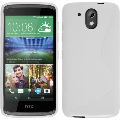 Produktbild von PhoneNatic Case kompatibel mit HTC Desire 526G+ - weiß Silikon Hülle S-Style + 2 Schutzfolien
