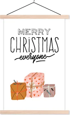Produktbild von MuchoWow® Textilposter Sprichwörter - Zitate - 'Frohe Weihnachten' 60x90 cm mit holzfarbenen Rahmen - Textil