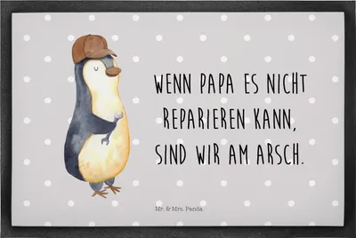 Produktbild von Mr. & Mrs. Panda Fußabtreter Wenn Papa es nicht reparieren kann, sind wir am Arsch 40 x 60 cm - Grau Pastell - Geschenk, Schmutzfangmatte, Schraubenschlüssel, Türmatte