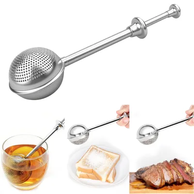 Edelstahl-Puderzuckerstreuer mit Griff, 18 cm, silber