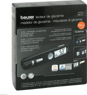 Obrázek produktu pro Beurer Gl50 glukometr mmol/l černý 1 ks