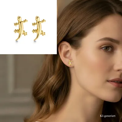 Produktbild von Filigrane Salamander Ohrstecker echt Gold 585 (14 kt)
