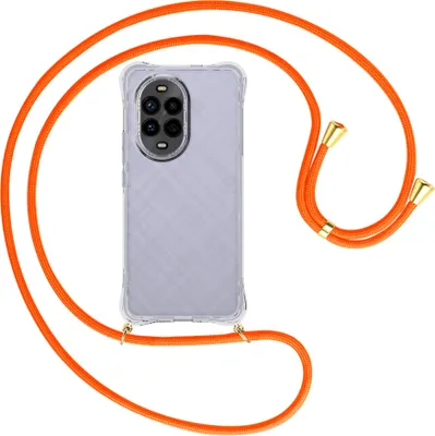 Produktbild von Handykette Backcover-Schutzhülle mit Band (Metall goldfarben) für Huawei Nova 13 Pro 5G - neonorange