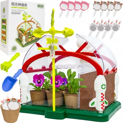 Zdjęcie produktu dla Mały Ogrodnik Biolog Szklarnia Dla Dzieci Uprawa Roślin Mini Ogródek Grabki