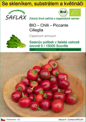 Obrázek produktu pro SAFLAX Kultivační sada - BIO – Chilli – Piccante Cilieglia - Capsicum annuum - 10 Semena - S mini skleníkem, pěstebním substrátem a 2 květináči