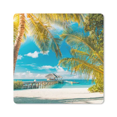 Produktbild von MuchoWow® Mauspad Mousepad Tropisch - Strand - Palme 20x20 cm - Mousepads - Maus Mat - Pad - Mausunterlage - Desk Mat - Bureauartikeln