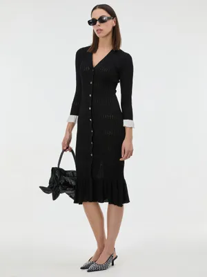 Produktbild von Orsay schwarzes Strick-Midikleid für Damen 40