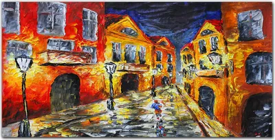 Produktbild von Coloray Bild aus Leinwand 140x70 Leinwand Dekoration - Stadtstraße Nacht