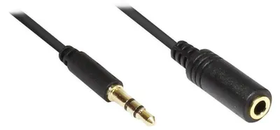 Immagine prodotto di Cavo audio stereo, connettore jack (maschio) e connettore jack (femmina), sottile, placcato in oro, nero, lunghezza 1,5 metri