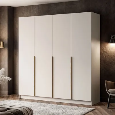 Produktbild von Kippbarer Kleiderschrank Schrank AUREL 4D KASCHMIR mit goldenen Chromgriffen