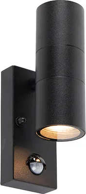 Zdjęcie produktu dla Lampa ścienna zewnętrzna czarna 2-światłowa z czujnikiem ruchu IP44 - Duo