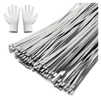 Immagine prodotto di 100 fascette stringicavo in acciaio inossidabile, 300 x 4,6 mm, fascette metalliche autobloccanti per diverse applicazioni
