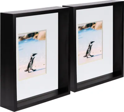 Produktbild von 5x schwarz 8 x 10 zoll 3d tiefe box holz fotorrahmen mit weiß 4 x 6 inch