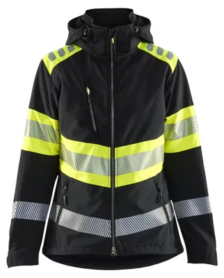 Produktbild von Blakläder Damen High Vis Softshell Jacke 4404, Farbe:Schwarz/High Vis Gelb, Größe:XXL