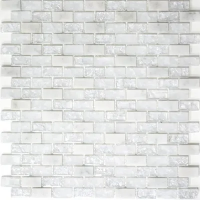 Produktbild von Mosaikfliese Transluzent weiß Brick Glasmosaik Crystal Stein weiß MOS87-0111_f