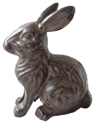 Hasenfigur aus Gusseisen, 18,5x15x10,4 cm, braun
