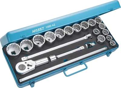 Produktbild von Steckschlüssel-Satz 1000AZ, 3/4", 21-teilig (blau, mit Umschaltknarre)