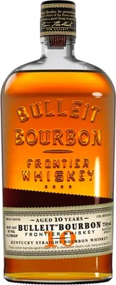 A bottle of Bulleit Bourbon Frontier Whiskey.