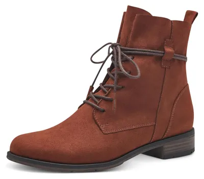 Image de Bottines plates à lacets pour femmes, marque Marco Tozzi, couleur marron (cognac), taille 36, modèle hiver