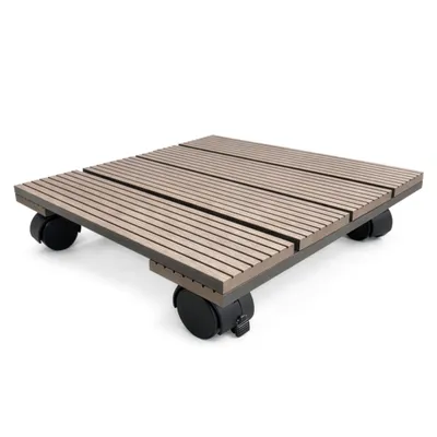 Produktbild von Floordirekt Pflanzenroller Marquis 30x30 cm eckig, aus WPC mit 4 Feststellbremsen – stabiler Rolluntersetzer für Blumentöpfe & Pflanzkübel bis 80 kg